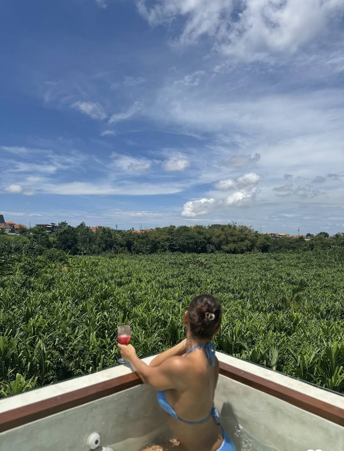 Founder Stays Bali rooftop jacuzzi with rice field views